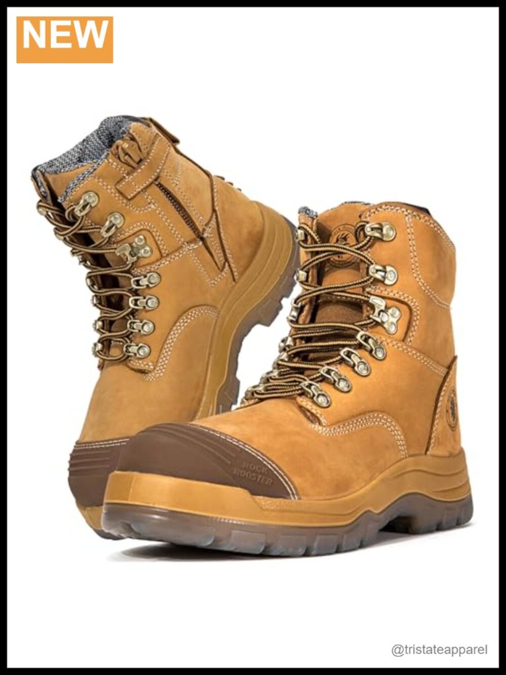 Steel Toe Work Boots Oiled Leather Side Zipper 7 Inch Industrial Construction